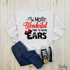 It's the most wonderful time to wear Minnie ears unisex fleece sweatshirt disney christmas mickey's very merry christmas party. image 2