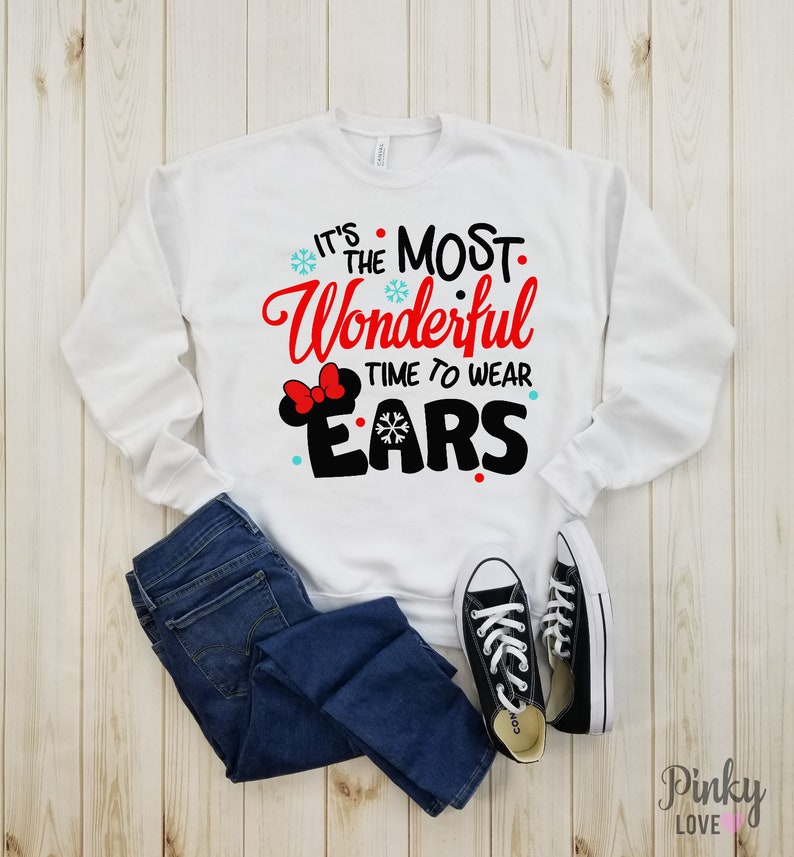 It's the most wonderful time to wear Minnie ears unisex fleece sweatshirt disney christmas mickey's very merry christmas party. image 2