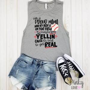 Orgullosa Mama BASEBALL cita - tanque muscular / camisa de mamá de béisbol / camisas de béisbol / camisa de béisbol / fanático de béisbol / camisa deportiva / mamá deportiva.
