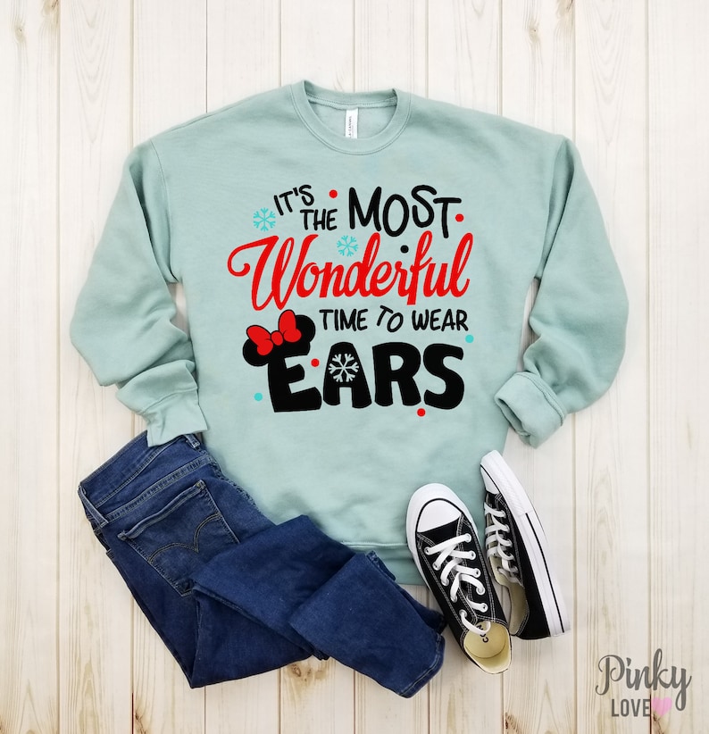 It's the most wonderful time to wear Minnie ears unisex fleece sweatshirt disney christmas mickey's very merry christmas party. image 4