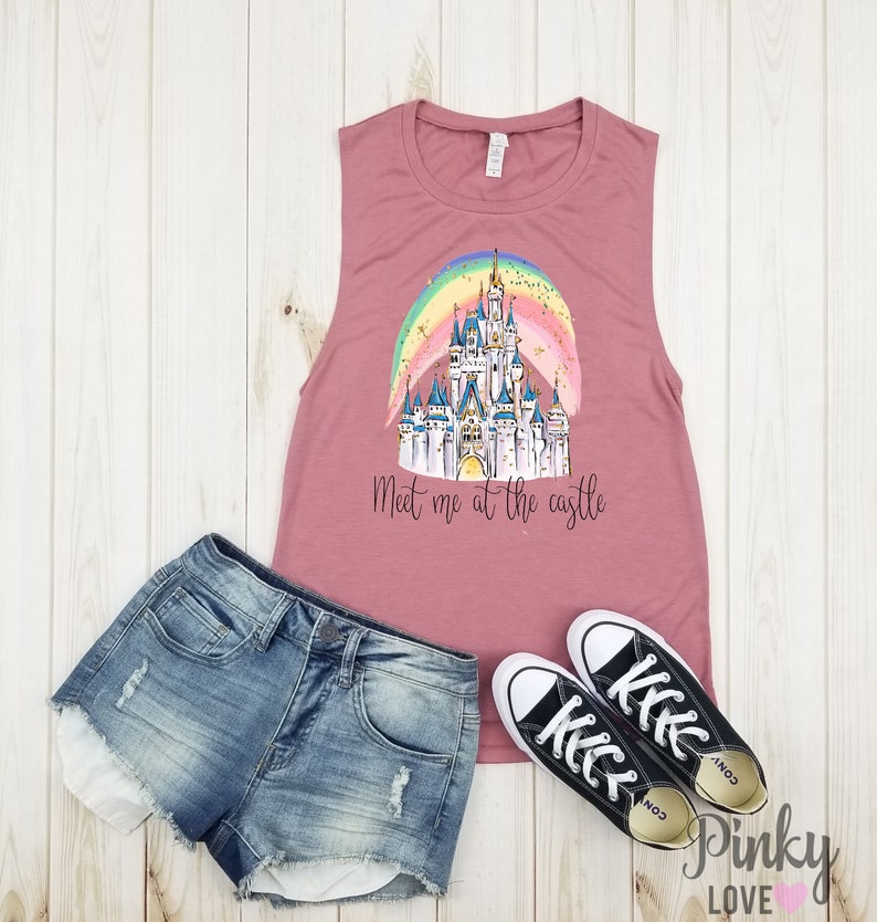 Meet me at the castle muscle tank Disney Shirts Matching Disney Shirts Disney Family Shirts Cinderella Ariel Belle Mickey. image 2