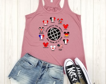 Conquering The World One Drink At a Time Countries  - racerback tank | Food and Wine Festival Shirt | Epcot Drinking Shirt | Epcot Shirts.