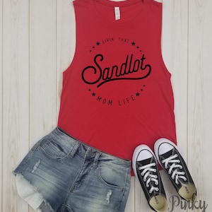 Livin&#39; that Sandlot mom life - muscle tank | baseball mom | baseball shirts | baseball shirt | baseball fan | sports shirt | sports.