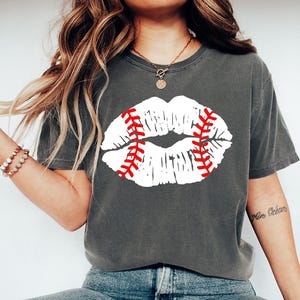 Baseball Lips (White) - Comfort Colors, baseball shirt, softball Mom shirt, unisex baseball Mom shirt, baseball softball, game day