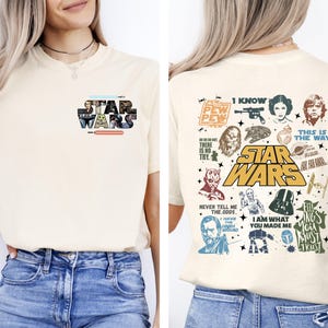Star Wars Quotes F/B - Comfort Colors, Vintage Star Wars Shirt, Galaxy&#39;s Edge Shirt, Retro Star Wars Tee, Disney Trip, May the Force be with