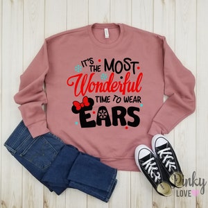 It's the most wonderful time to wear Minnie ears unisex fleece sweatshirt disney christmas mickey's very merry christmas party. image 5