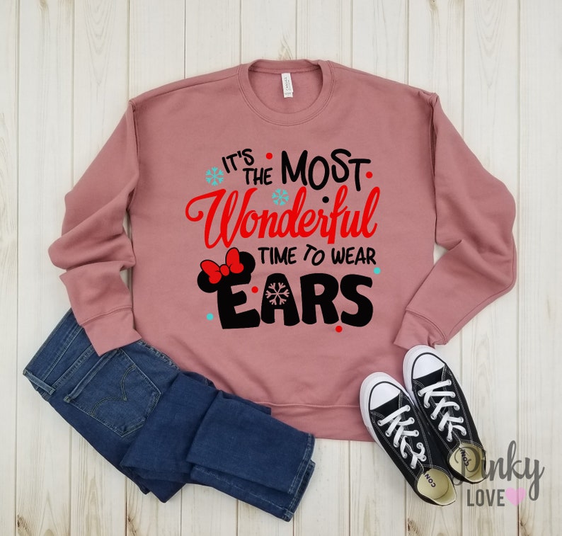 It's the most wonderful time to wear Minnie ears unisex fleece sweatshirt disney christmas mickey's very merry christmas party. image 5