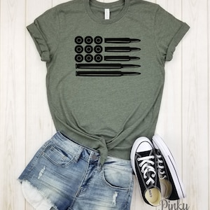 Bullets Flag - unisex shirt |  4th of july | American Flag Tshirt | American Flag Shirt | Patriotic Bullet Rifle | 2nd Amendment | AK-47.