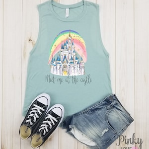 Meet me at the castle - muscle tank | Disney Shirts | Matching Disney Shirts | Disney Family Shirts | Cinderella | Ariel | Belle | Mickey.