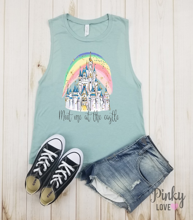 Meet me at the castle muscle tank Disney Shirts Matching Disney Shirts Disney Family Shirts Cinderella Ariel Belle Mickey. image 1