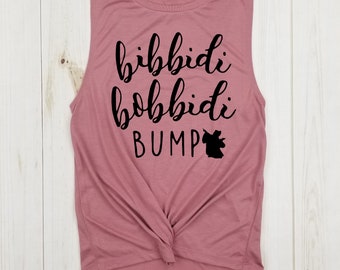 Bibbidi Bobbidi Bump - muscle tank | disney pregnancy announcement | disney pregnancy shirt | disney mom |disney pregnant |disney pregnancy.