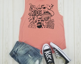 I'm gonna ride til I can't no more - muscle tank | Disney Park Shirt | Matching Disney Family Shirts | Disney Shirts | Disney Rides Shirt.