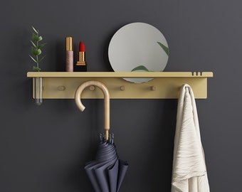 Entryway Organizer With Mirror Etsy