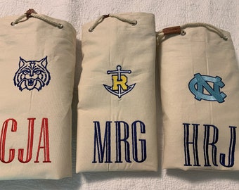 Personalized Monogrammed Laundry Bag, College Laundry Bag, Camp Laundry Bag, Graduation Gift, College Logo, Sorority Bag, Fraternity Bag