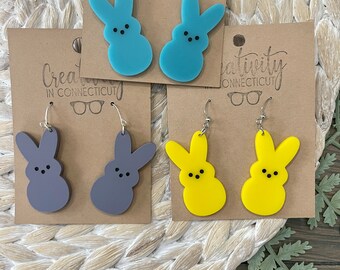 Peep Earrings, Easter Earrings, Spring Earrings, Bunny Earrings, Acrylic Earrings, Lightweight Earrings, Handmade Jewelry