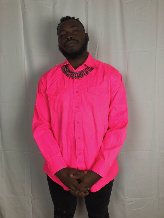 Vintage Neon Pink Button Up