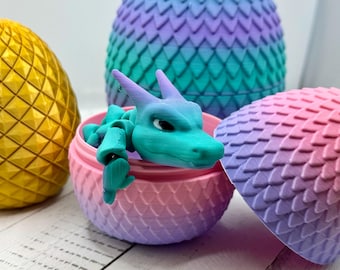 3D Printed Mystery Egg with Articulated Dragon - Unique Collectible Surprise Gift for Dragon Lovers