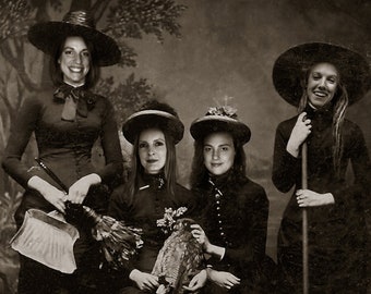 Vintage Witches Coven - Custom Photoshop Portrait - Vintage Photography