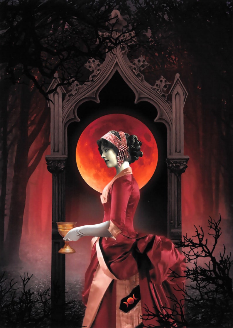Blood Moon Art Print Dark Art Magick Vintage Etsy