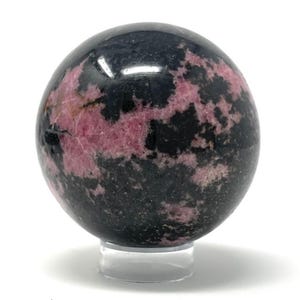 Rhodonite Sphere, Pink Black Crystal, Madagascar Stone, Crystal Sphere Decor, Statement Home Decor, Grounding Gift