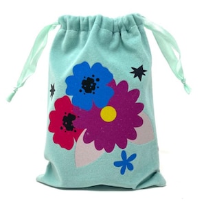 Miix Blumen grün DTF bedruckte Tasche Samt Kordelzug für Schmuck, Tarotkarten, Kristalle, Reiseaccessoires.