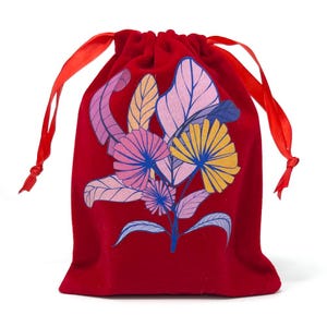 Mix Blumen Rot DTF bedruckt Beutel Samt Kordelzug für Schmuck, Tarotkarten, Kristalle, Reise-Accessoires.