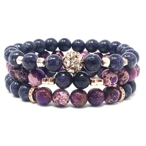 Charoit & Jaspis Armband Set – Handgemachter Kristallschmuck für Innere Stärke, Perlenarmbänder für Frauen, Geschenke für Sie