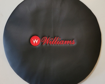 Hoes barkruk Arcade zwart leren slip-on aangepast borduurwerk Williams Bally *Alleen hoes
