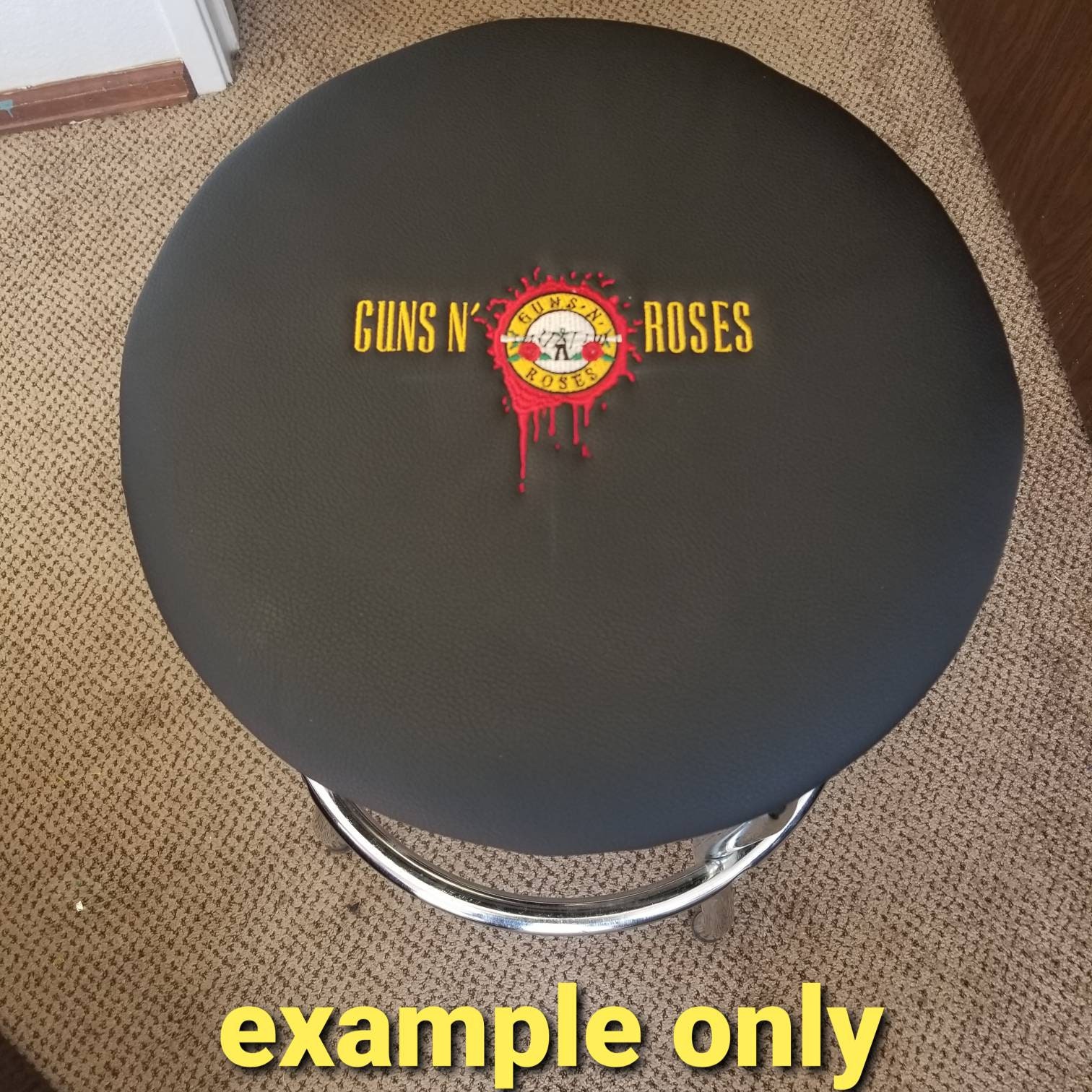 Arcade Bar Stool Cover PU Leather Customize Embroidery Black Etsy