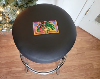 Hoes barkruk Arcade Centipede PU zwart lederen borduursel *ALLEEN OMSLAG