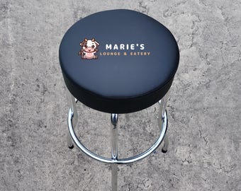 Hoes koe barkruk PU-leer borduursel zwart (6-inch-ontwerp) *ALLEEN HOESJE met naam