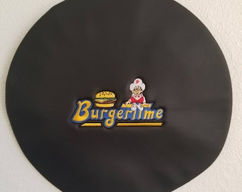 Arcade Barkruk Hoes Burger time PU Zwart Leer Borduursel *ALLEEN COVER
