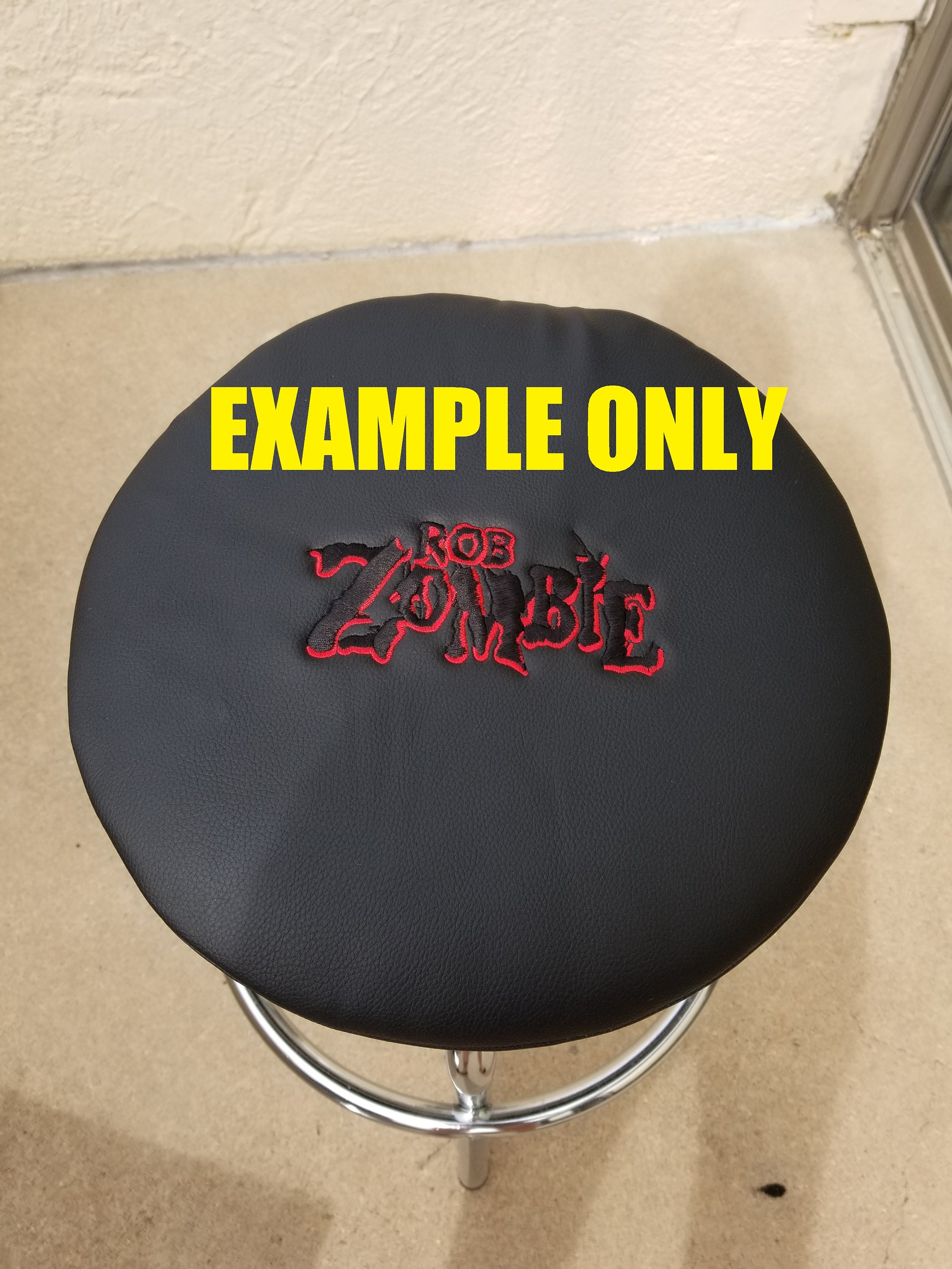 Arcade Bar Stool Cover PU Leather Customize Embroidery Black Etsy