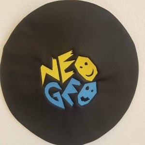 Arcade bar stool cover black leather slip on custom embroidery Neo Geo *Cover Only