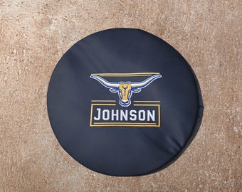 Hoes barkruk Texas Longhorn: op maat geborduurd PU-leer