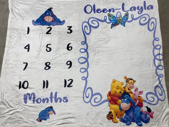 Personalized Milestone Blanket Month Growth Tracker Custom Baby