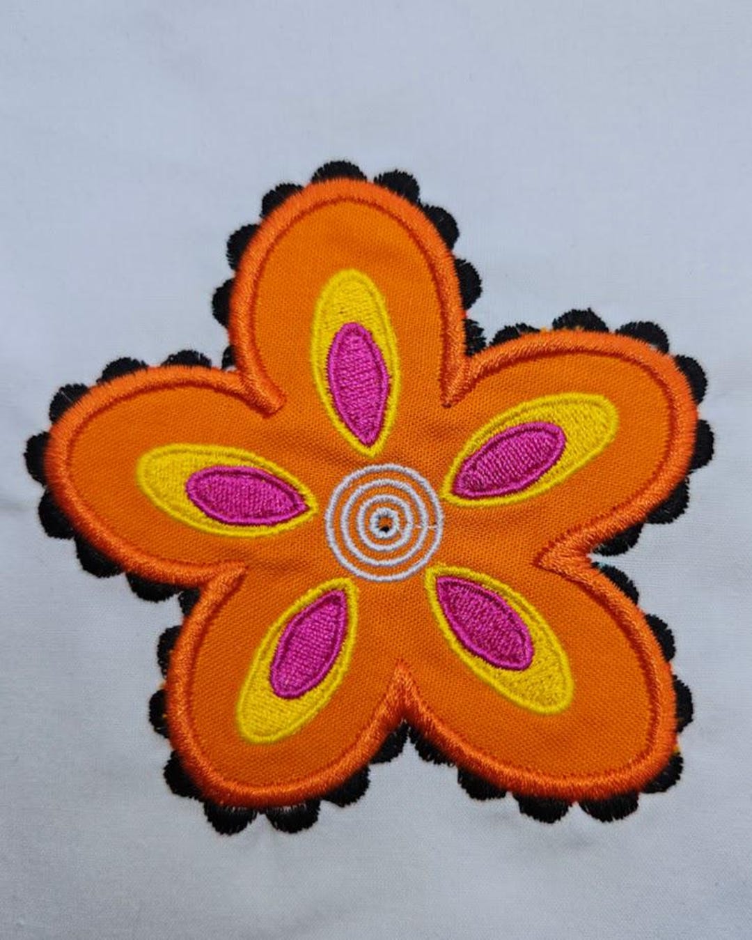 Machine Embroidery Design Ric Rac Applique Flower - Etsy