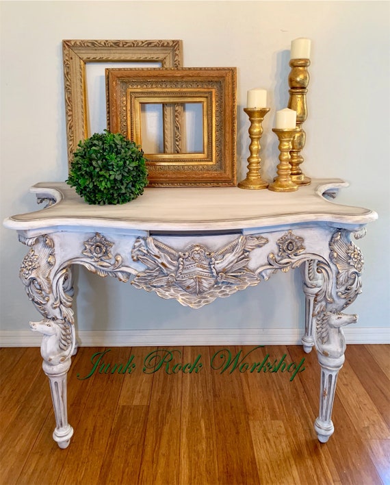 Sold Elegant Entryway Table Rococo Style Sofa Table Ornate Etsy