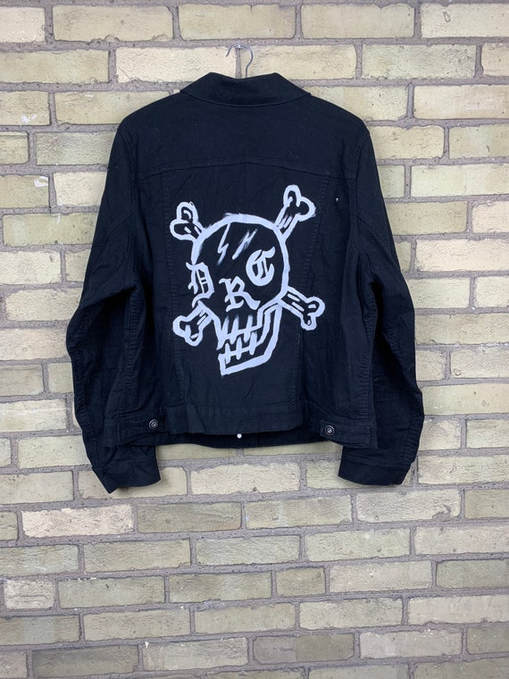 Vintage Custom Painted Dirt Road Cowboy Black Deni