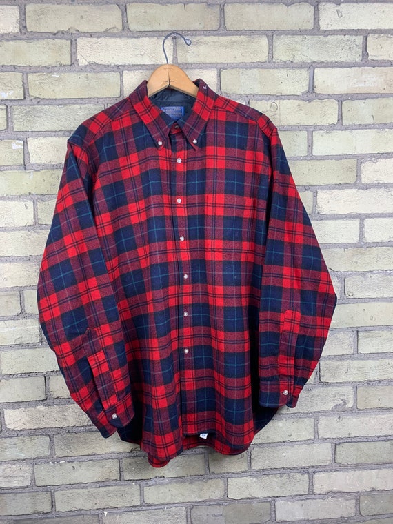 Vintage 90s Pendleton Wool Tartan Plaid Flannel Sh