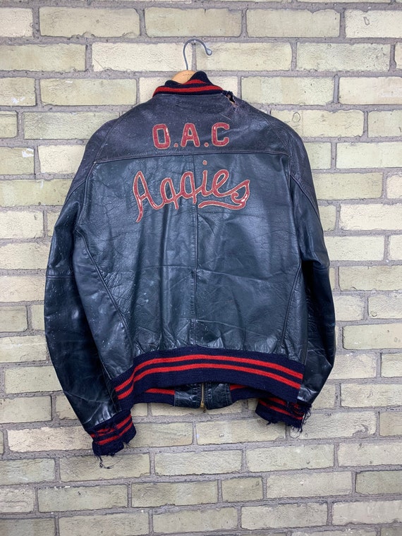 Vintage 50s Guelph OAC Aggies Leather Letterman Ja