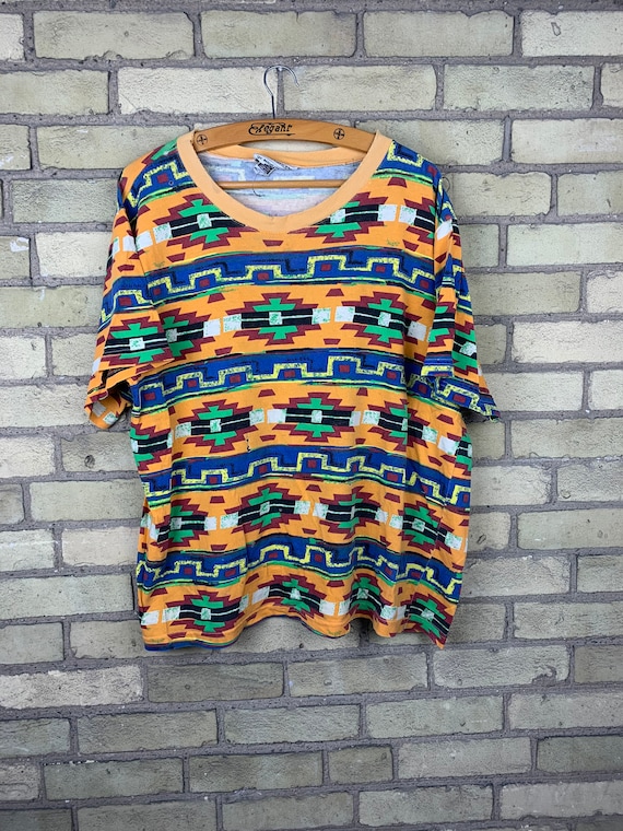 vintage Courreges Homme shirt M 80/'s 90/'s short sleeve abstract hawaiian linen