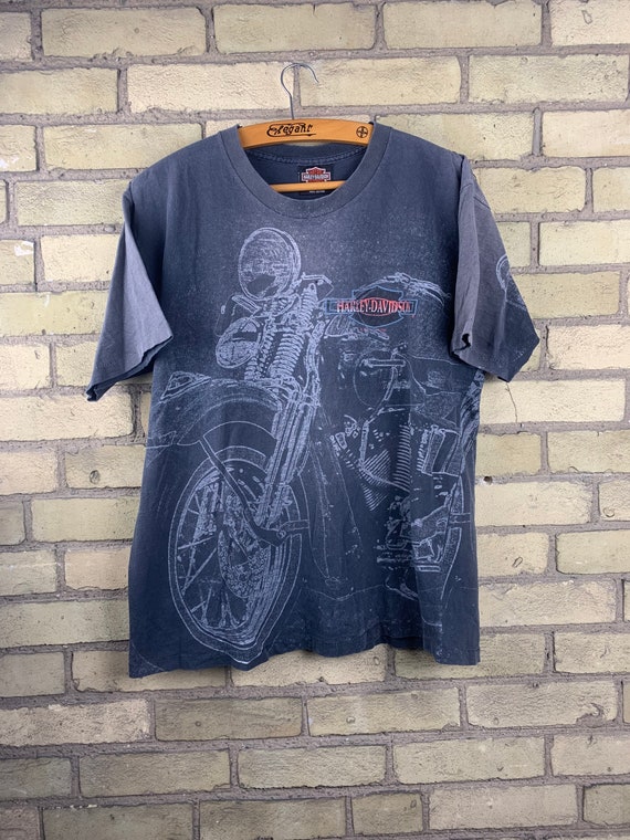 Vintage 90s Harley Davidson Motorcycle All Over Pr