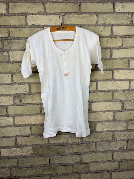 Vintage 1930s/1940s White Henley Work Shirt