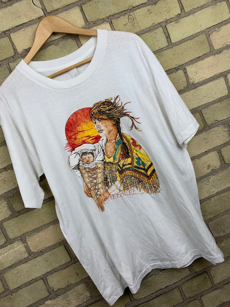 Vintage 90s Cherokee Indian Woman and Baby T-Shirt