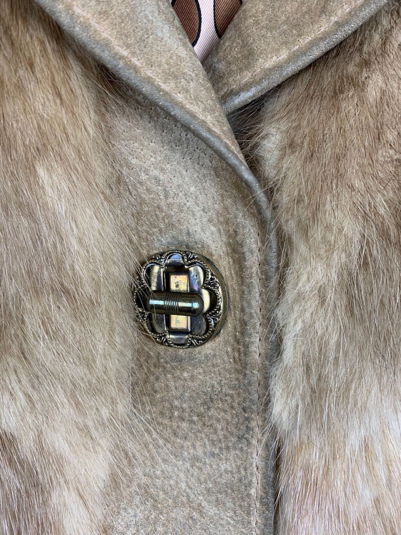 Vintage 70s Brown Rabbit Fur /& Suede Leather Jacket