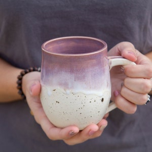 Lavender pottery mug, farmhouse style pottery, handmade coffee mug, spring, ready to ship, stoneware, pottery gift, handmade