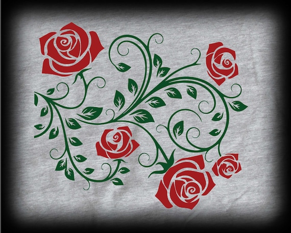 Download Red Rose Vine Svg Rose Svg Flower Svg Rose Clipart For Cricut Silhouette Cutters