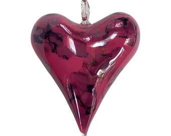 Blown Glass Ornament - Heart: Multi Color