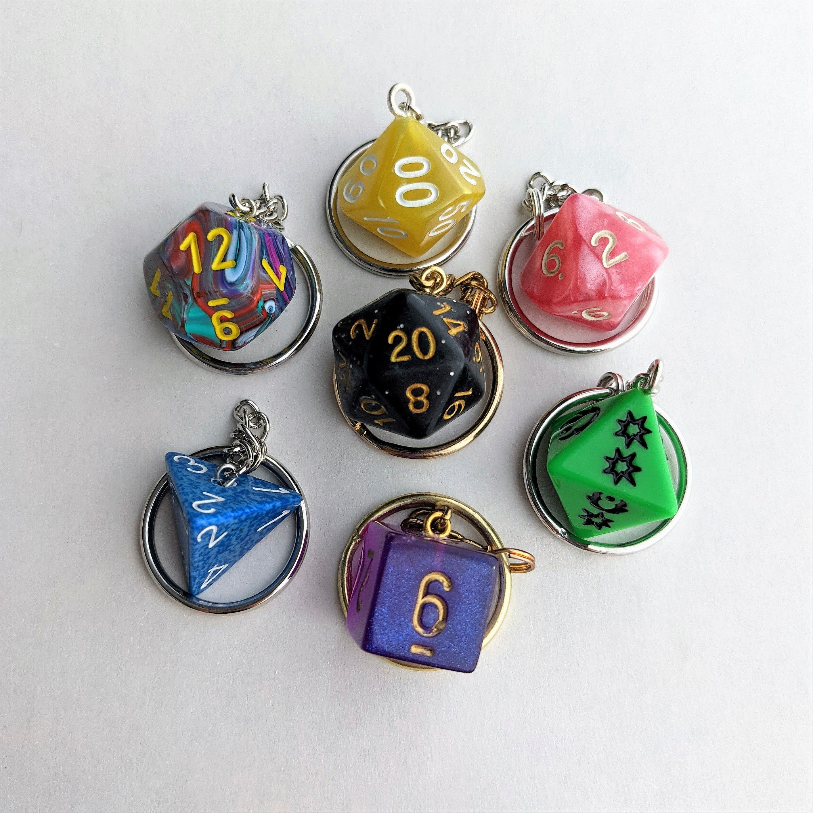 7 Polyhedral Dice Keychains wholesale Etsy